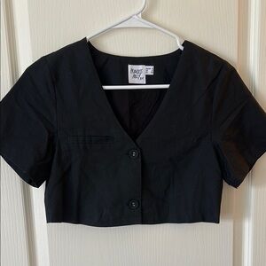 Princess Polly Black Notched Collar Crop Top